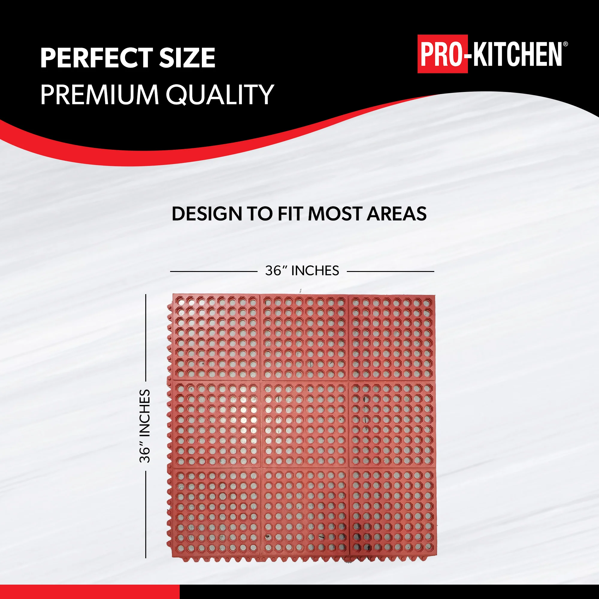 Pro-Kitchen - Red Rubber Mat-Terracotta-Grease Resistant-36"x36" - Image 4
