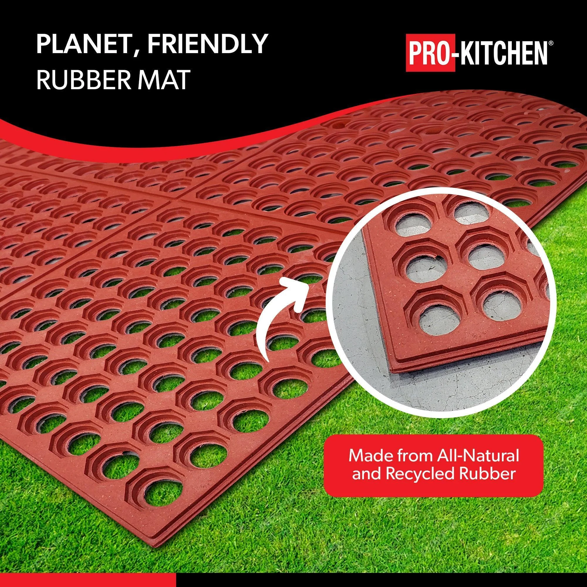 Pro-Kitchen - Red Rubber Mat-Terracotta-Grease Resistant-36"x36" - Image 6