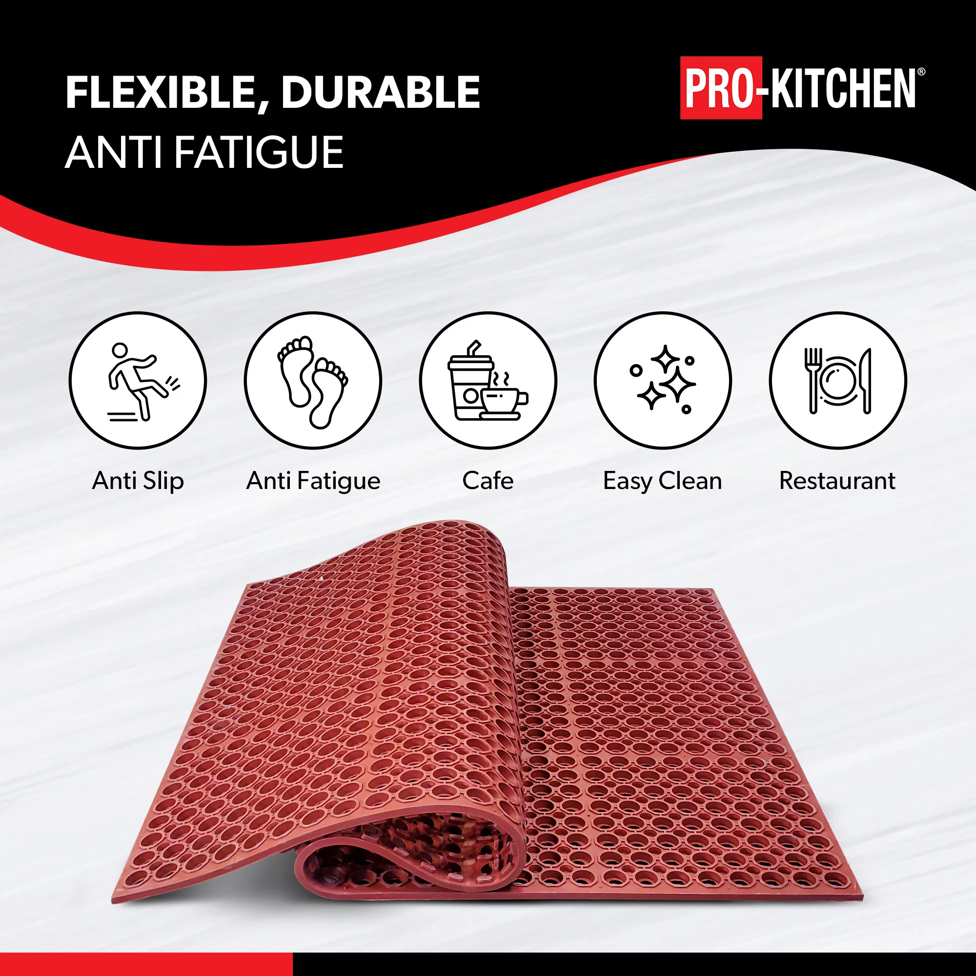 Pro-Kitchen - Red Rubber - Terracotta Anti-Fatigue Mat - 36"x60" - Image 4