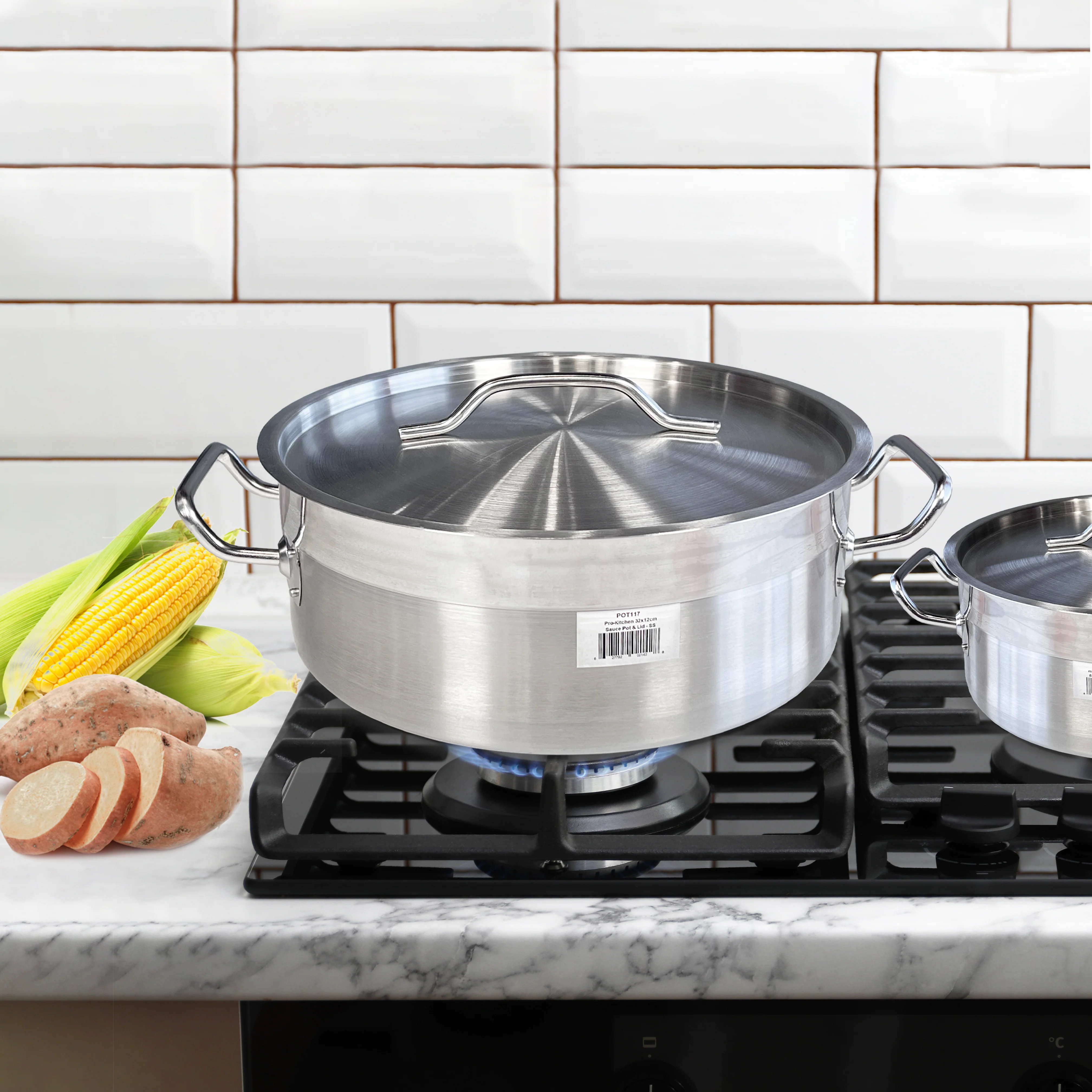 Pro-Kitchen - 32x12cm (9L) Brazing Pot & Lid - SS - Image 3