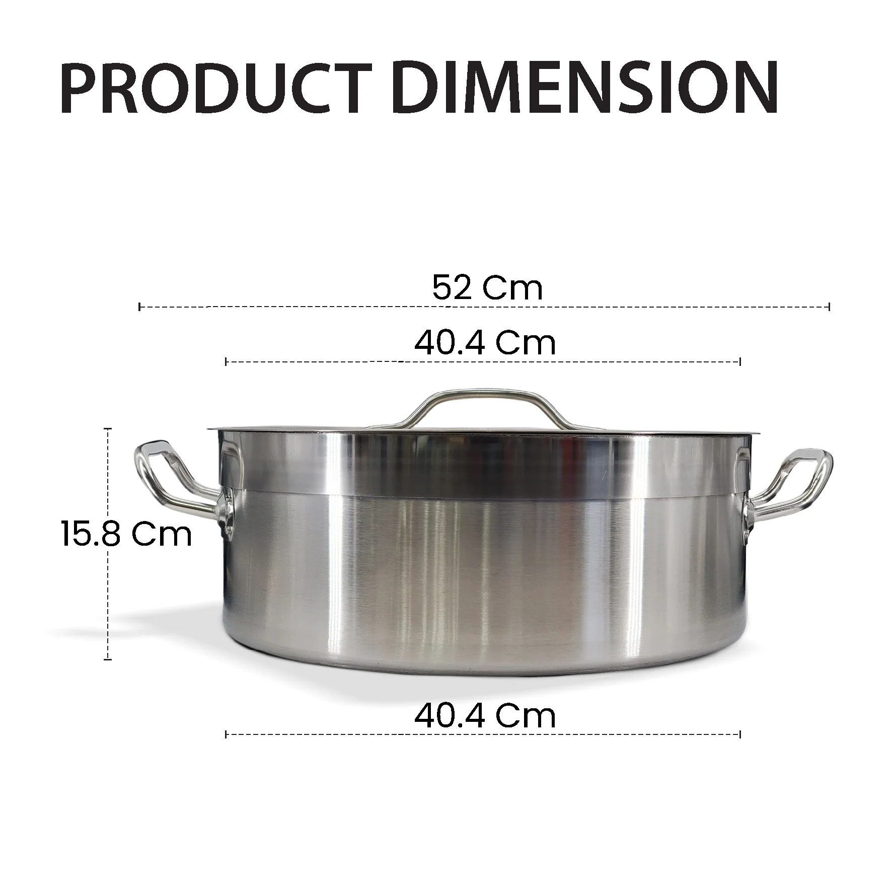 Pro-Kitchen - 40x15cm (17L) Brazing Pot & Lid - SS - Image 2