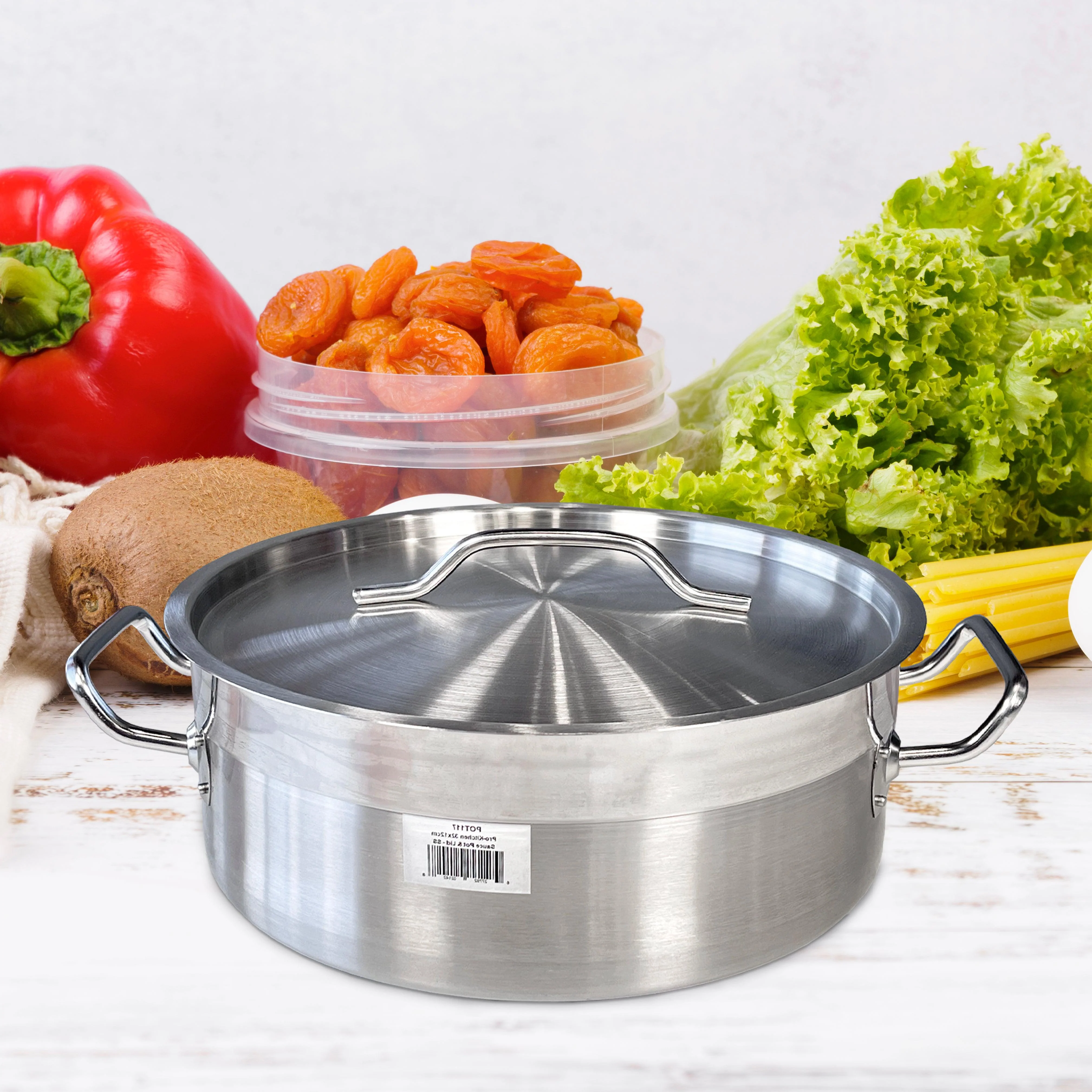 Pro-Kitchen - 40x15cm (17L) Brazing Pot & Lid - SS - Image 8