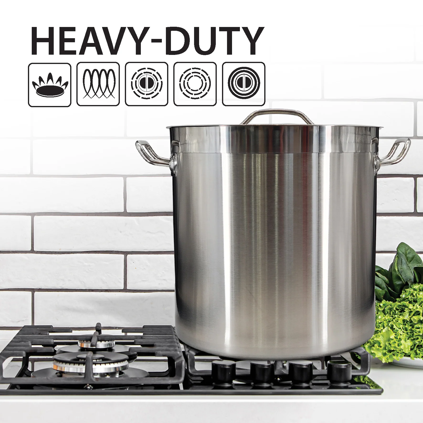 Pro-Kitchen - 35x35cm (31.5L) Stock Pot & Lid SS - Image 8