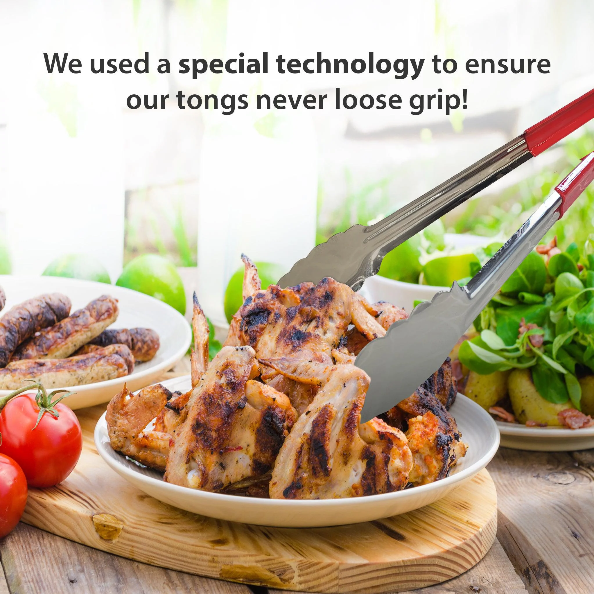 Pro-Kitchen - Tong - Red - 14" - Image 6