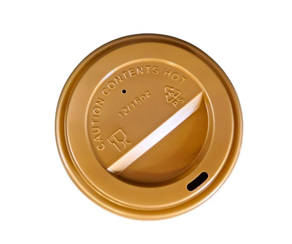 Morning Dew - Dome Sip Lid for 10-24oz Hot Paper Cups - Gold - 10DL-G - Image 2