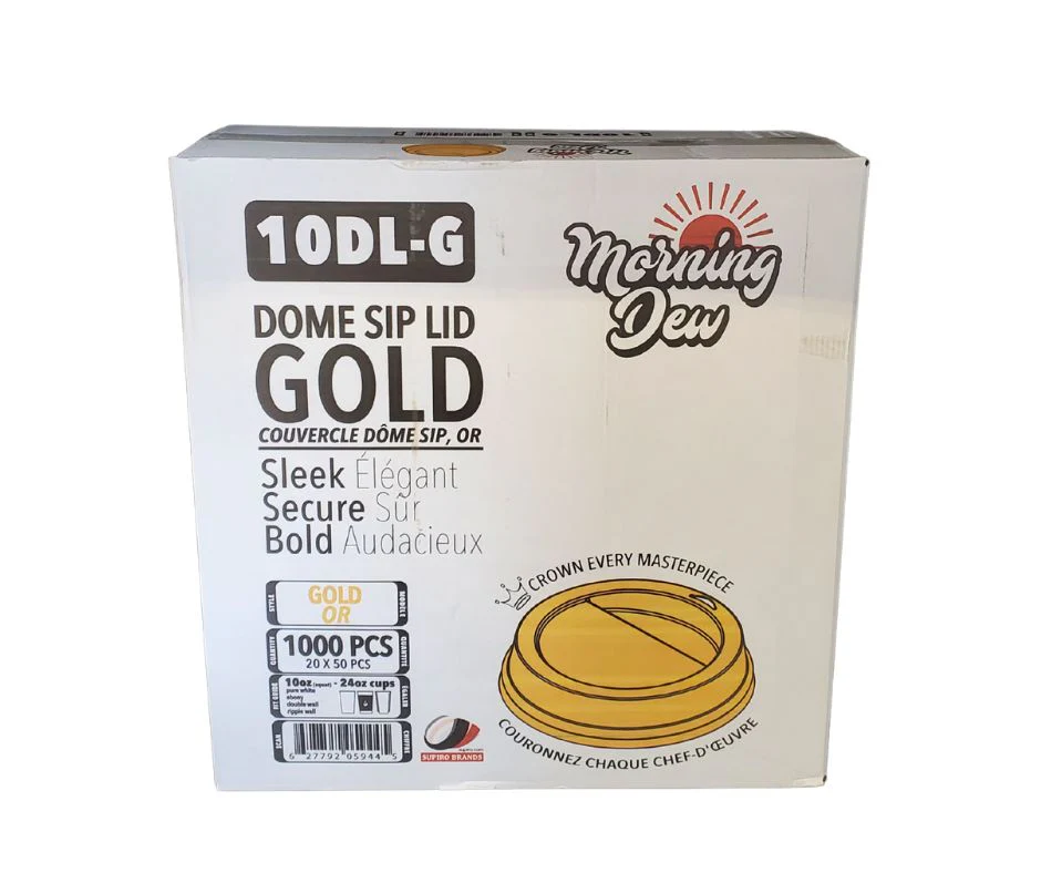 Morning Dew - Dome Sip Lid for 10-24oz Hot Paper Cups - Gold - 10DL-G - Image 3