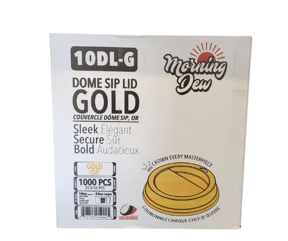 Morning Dew - Dome Sip Lid for 10-24oz Hot Paper Cups - Gold - 10DL-G - Image 4