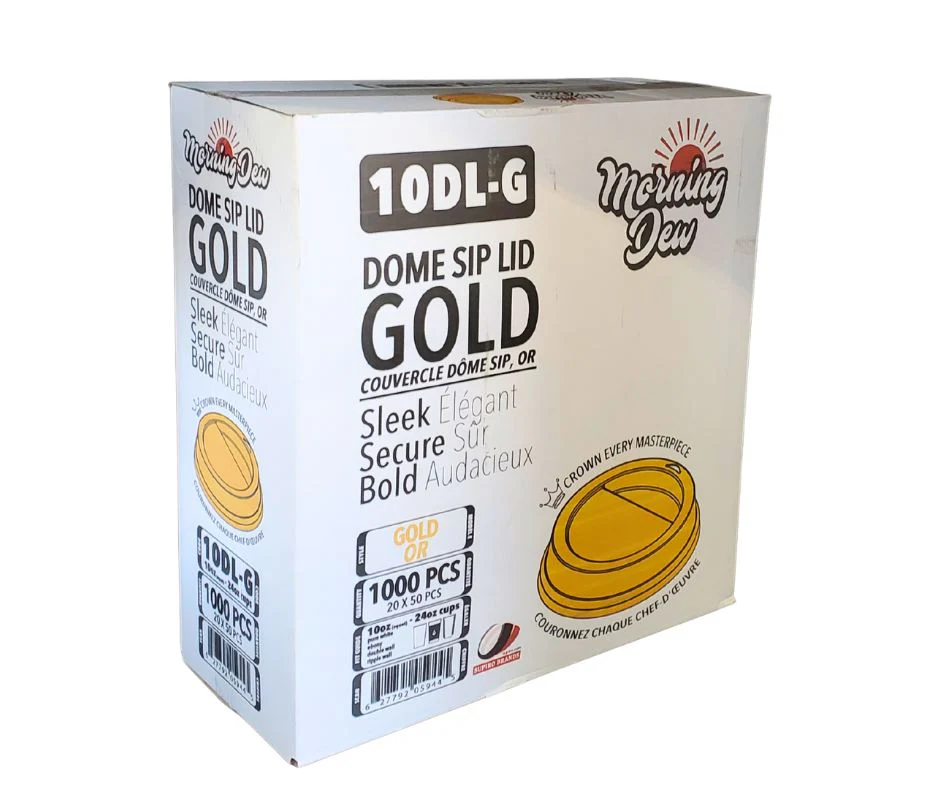 Morning Dew - Dome Sip Lid for 10-24oz Hot Paper Cups - Gold - 10DL-G - Image 5