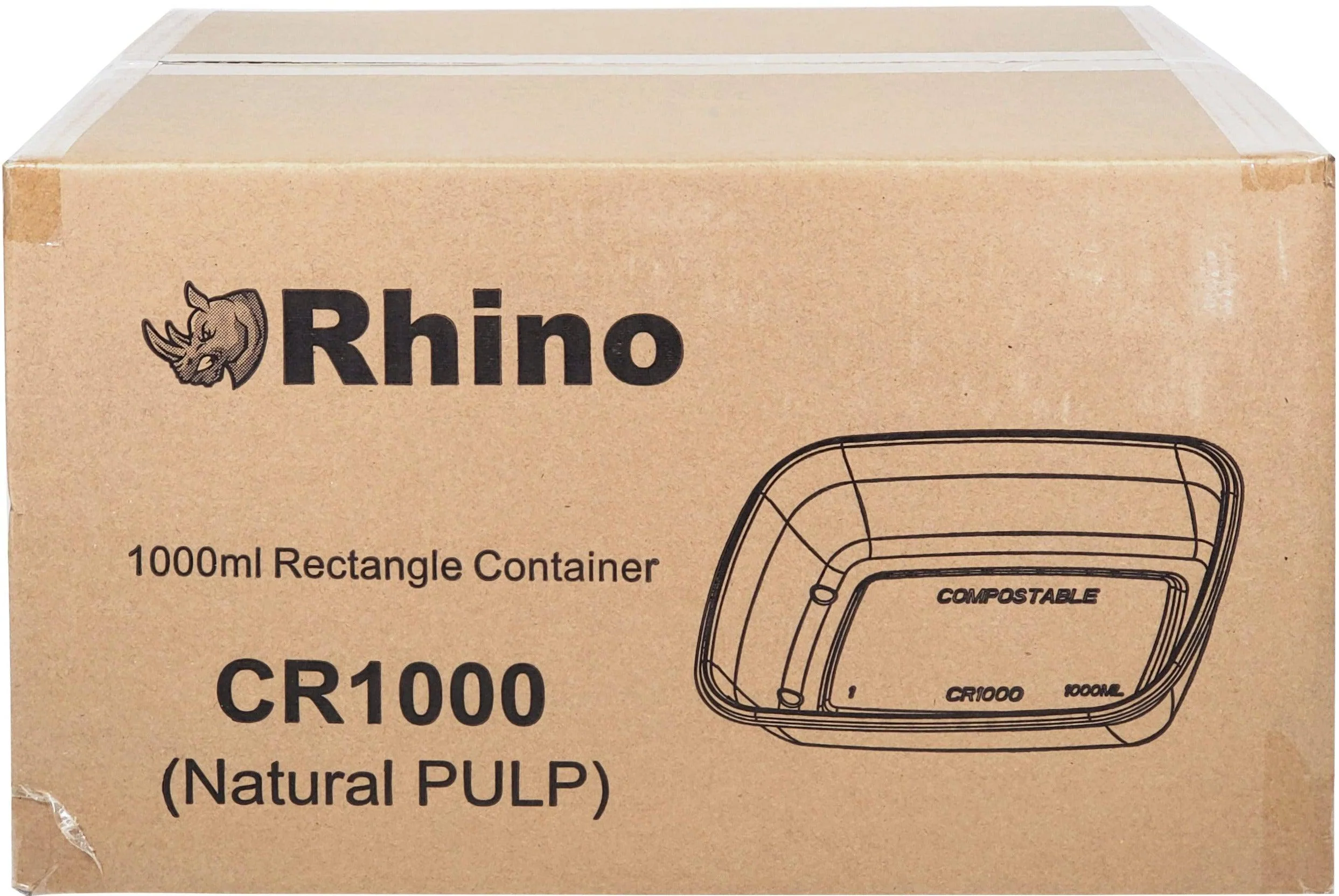 Eco-Craze/Rhino - 1000ml Rectangle Natural Pulp Box - CR1000 - Image 7