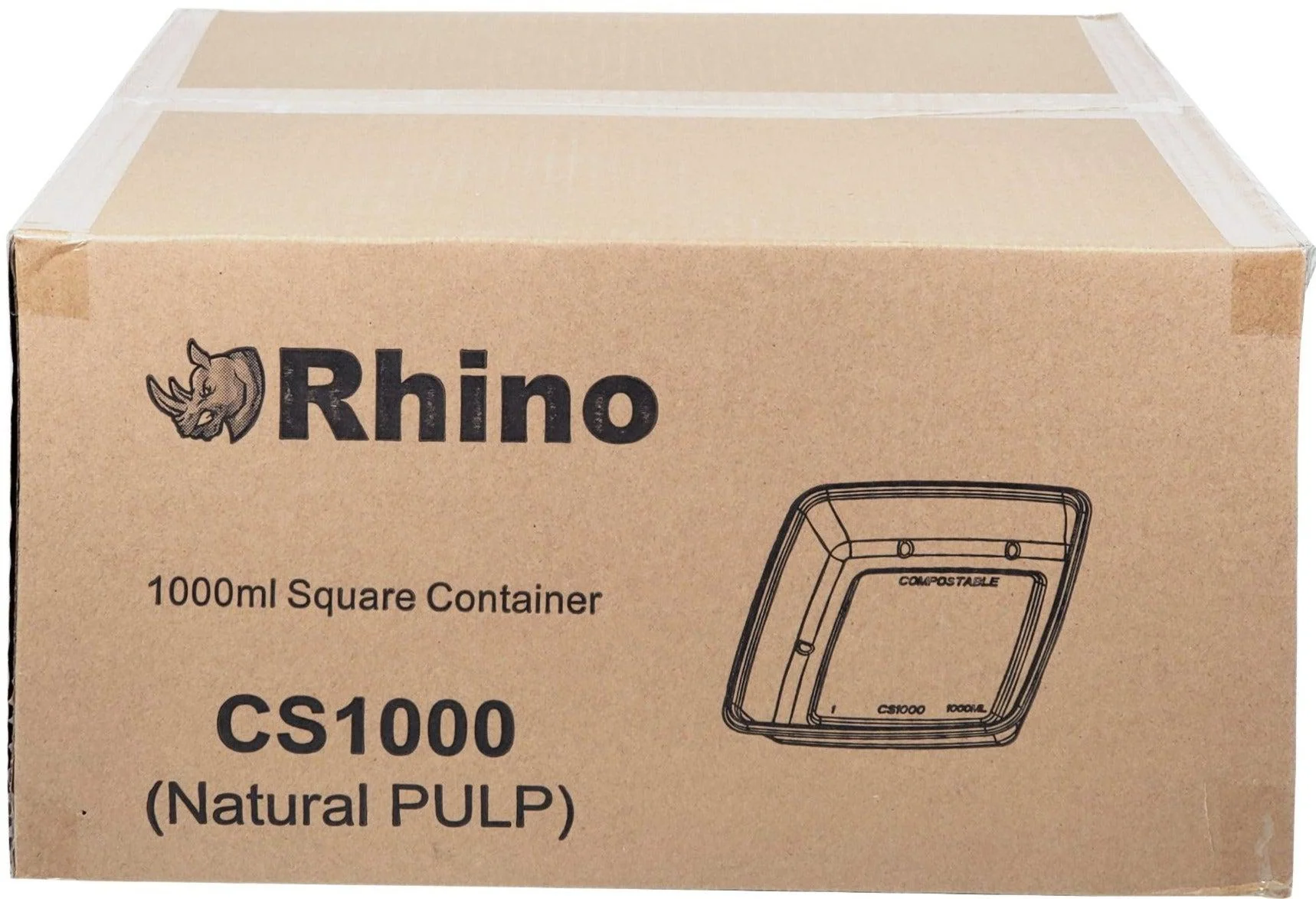 Eco-Craze/Rhino - 1000ml Square Natural Pulp Box - CS1000 - Image 2