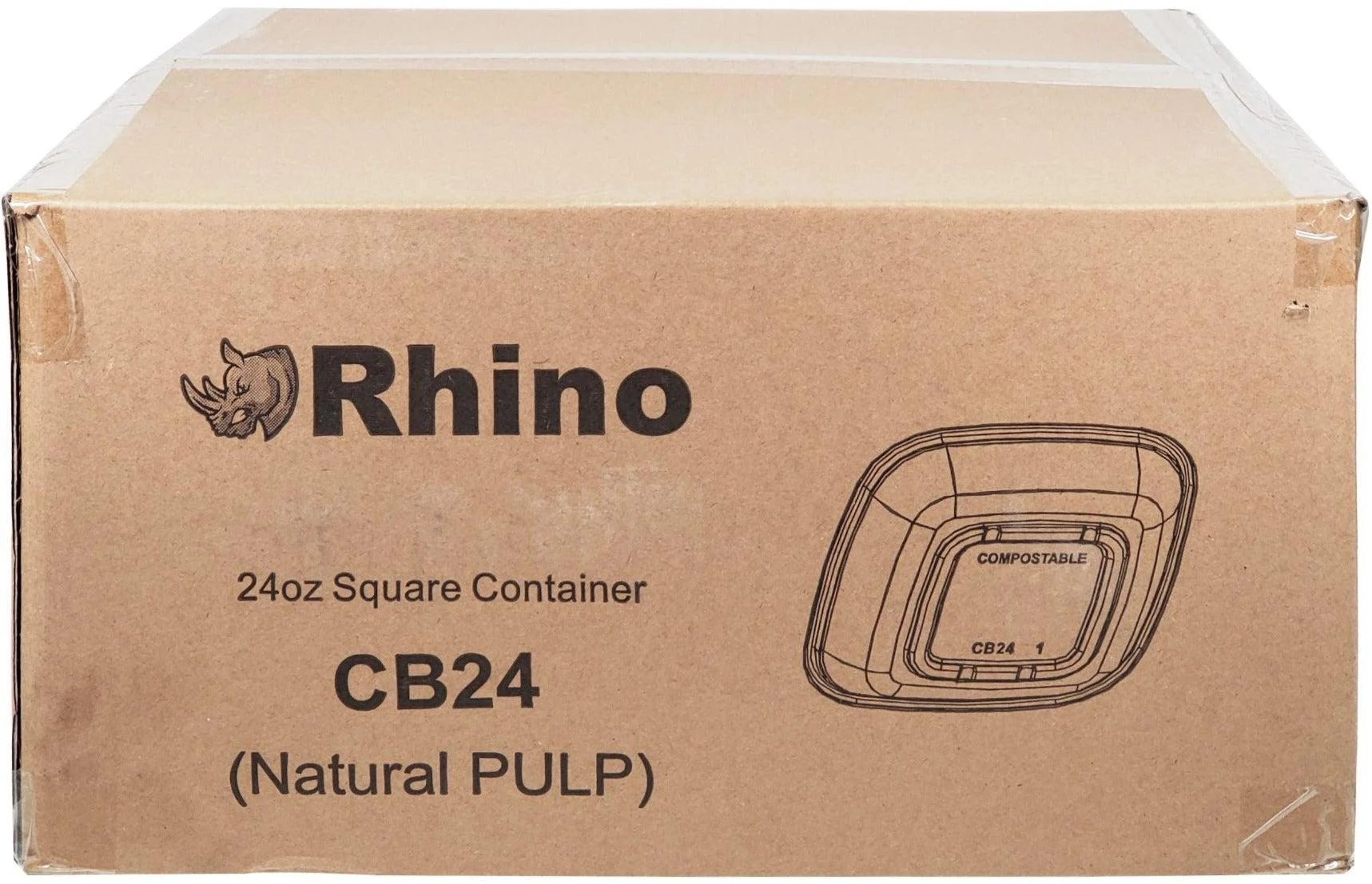 Rhino - 24oz Square Natural Pulp Box - CB24 - Image 2