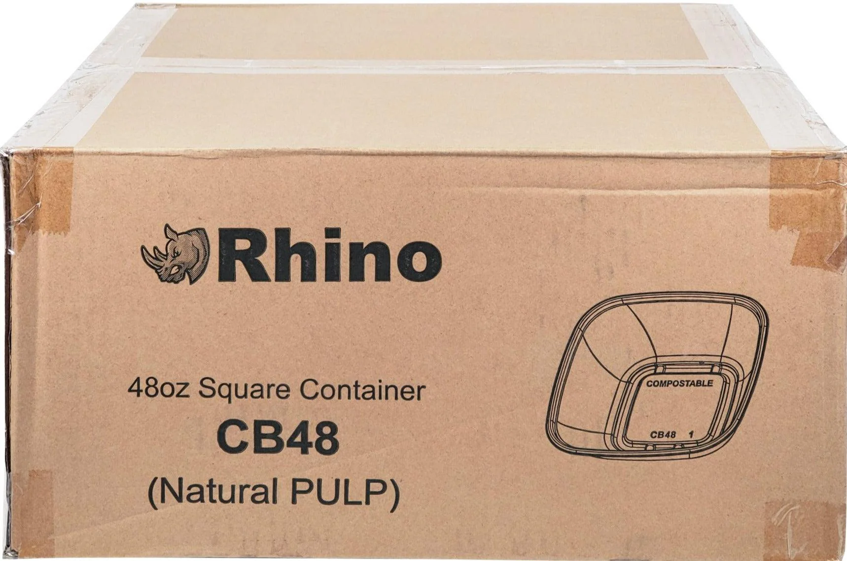 Rhino - 48oz Square Natural Pulp Box - CB48 - Image 2