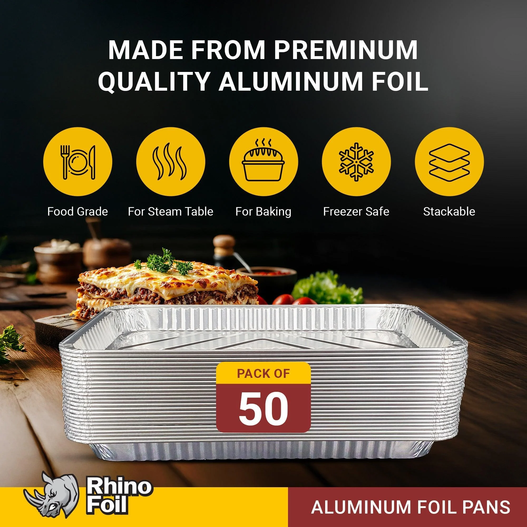 Rhino-Foil - Full Size Medium - Aluminium Steam Pan-AR104 - Image 6