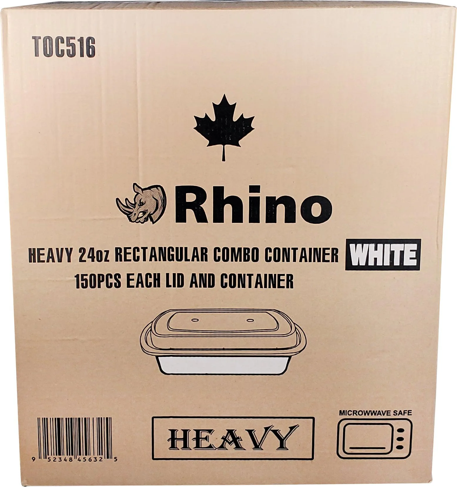 Rhino - Heavy 24oz Rectangular Combo Container - White - Image 5