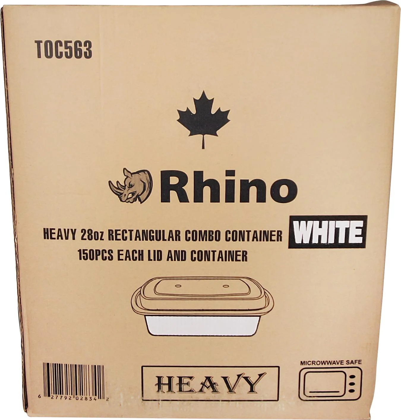 Rhino - Heavy 28Oz Rectangular Combo Container - White - Image 4