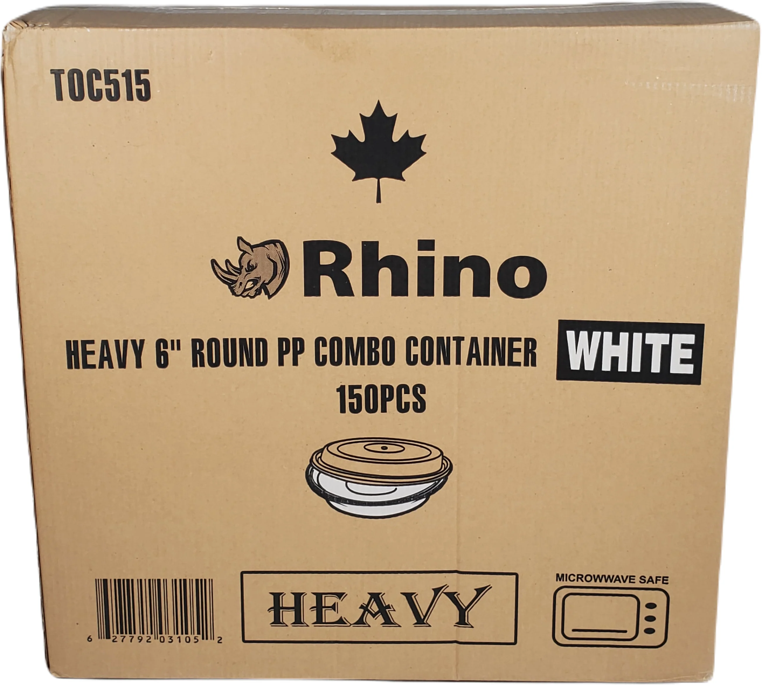 Rhino - Heavy 6" Round PP Combo Container - White - Image 3