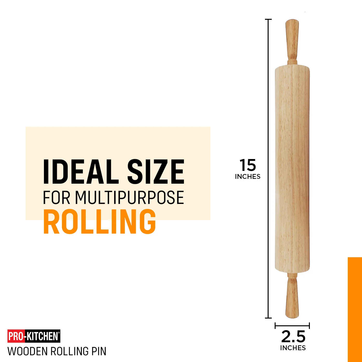 Pro-Kitchen - Rolling Pin Wood 15" - Image 2