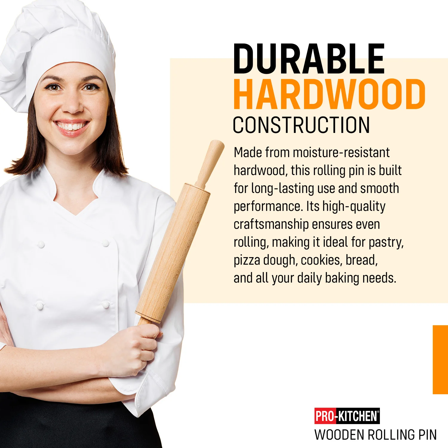 Pro-Kitchen - Rolling Pin Wood 15" - Image 7