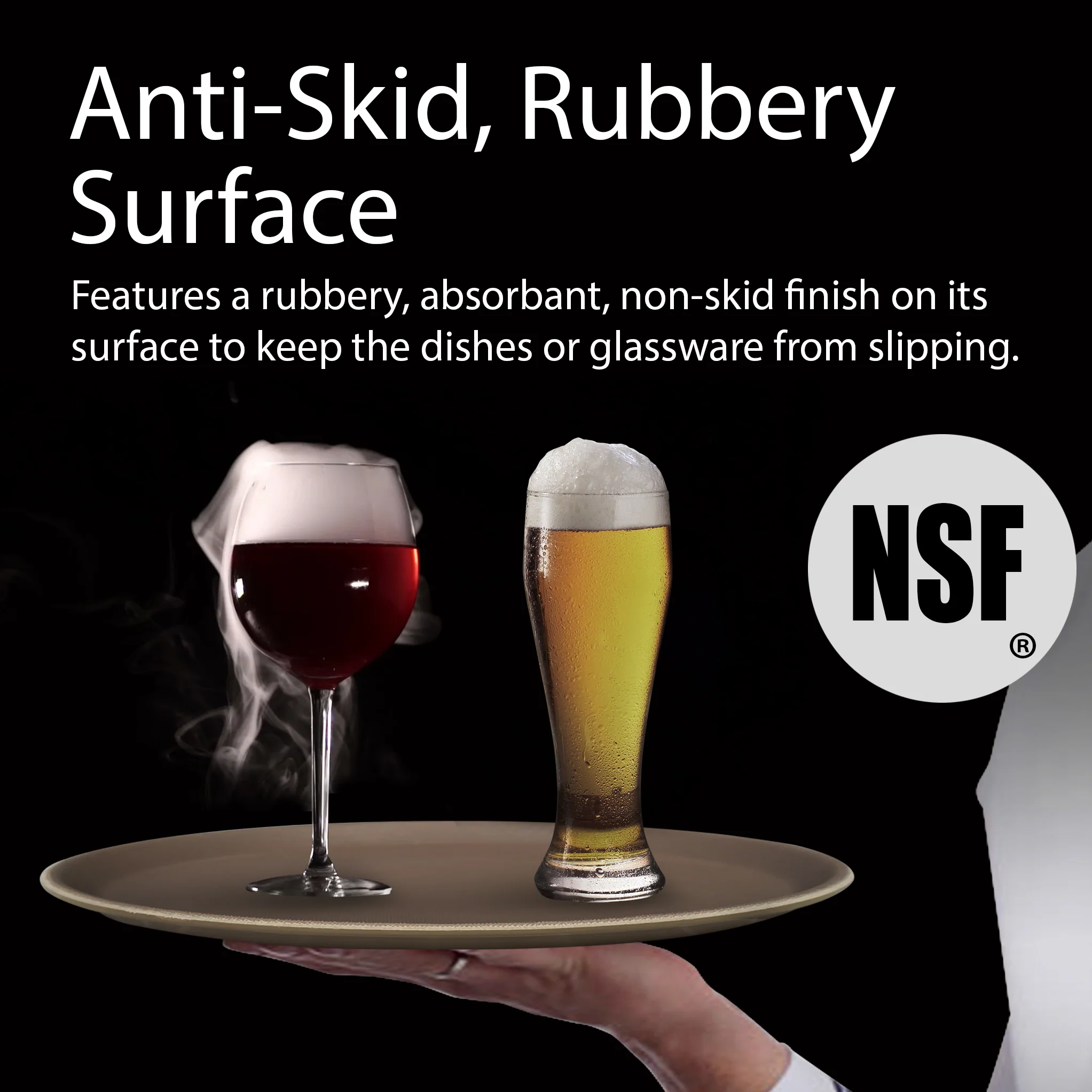 Round 14" Non-Slip Server's Tray - NSF - 1400CT-BR - Image 6