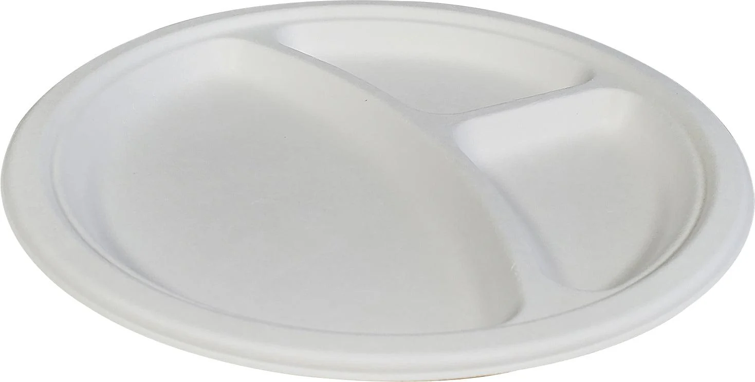 Eco-Craze - 10" 3 Compartment - Bagasse Plate - Image 3