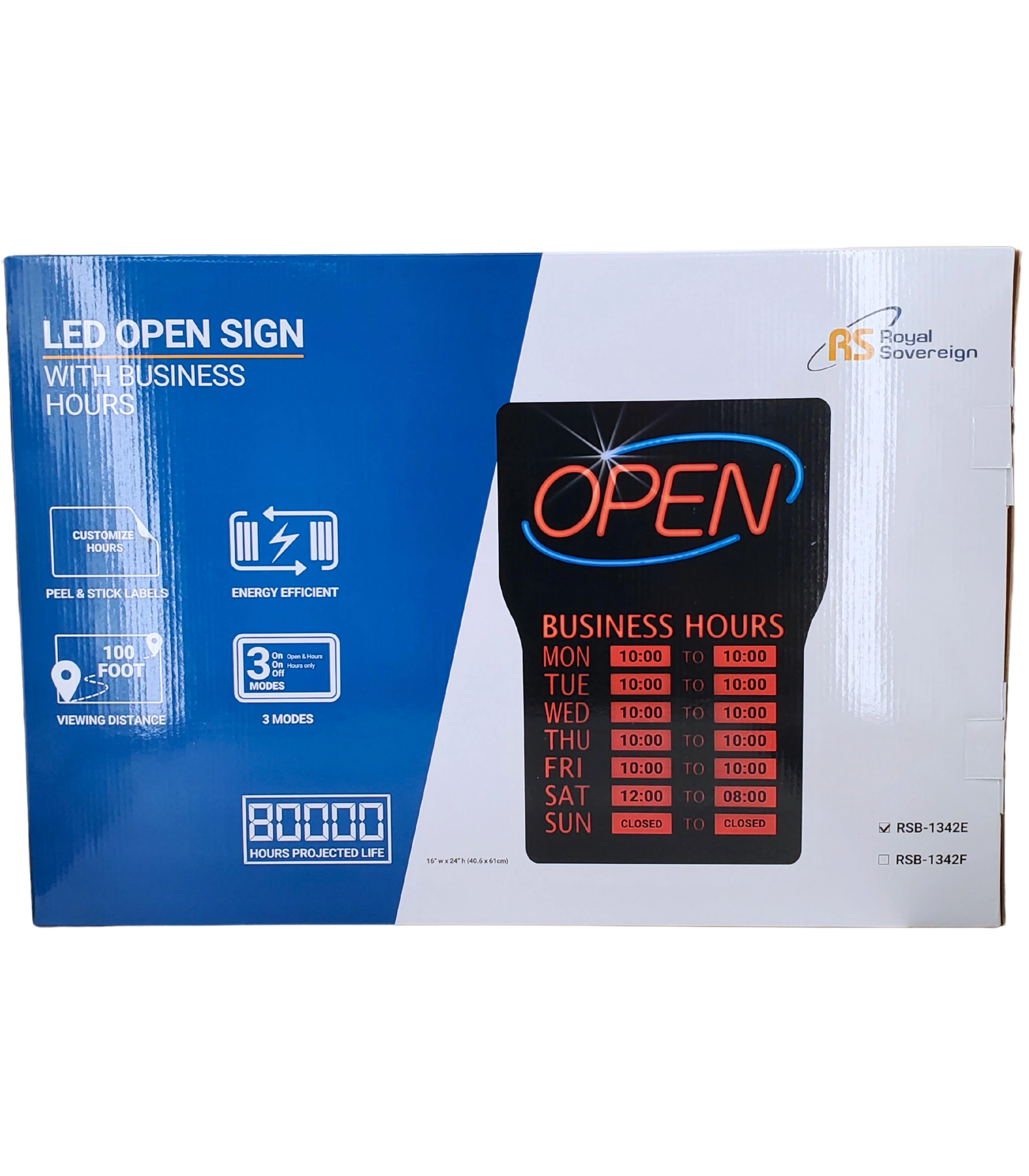 RS - LED "OPEN" Sign with Hours (24”H x 16”W) - Image 2