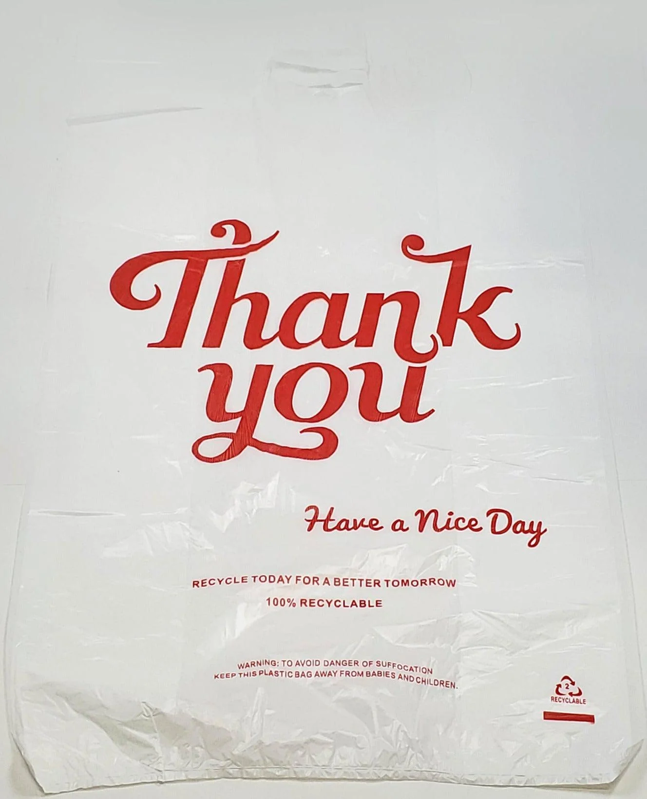 Value+ - S4 High Density -Thank You - White Shopping Bags - Image 2