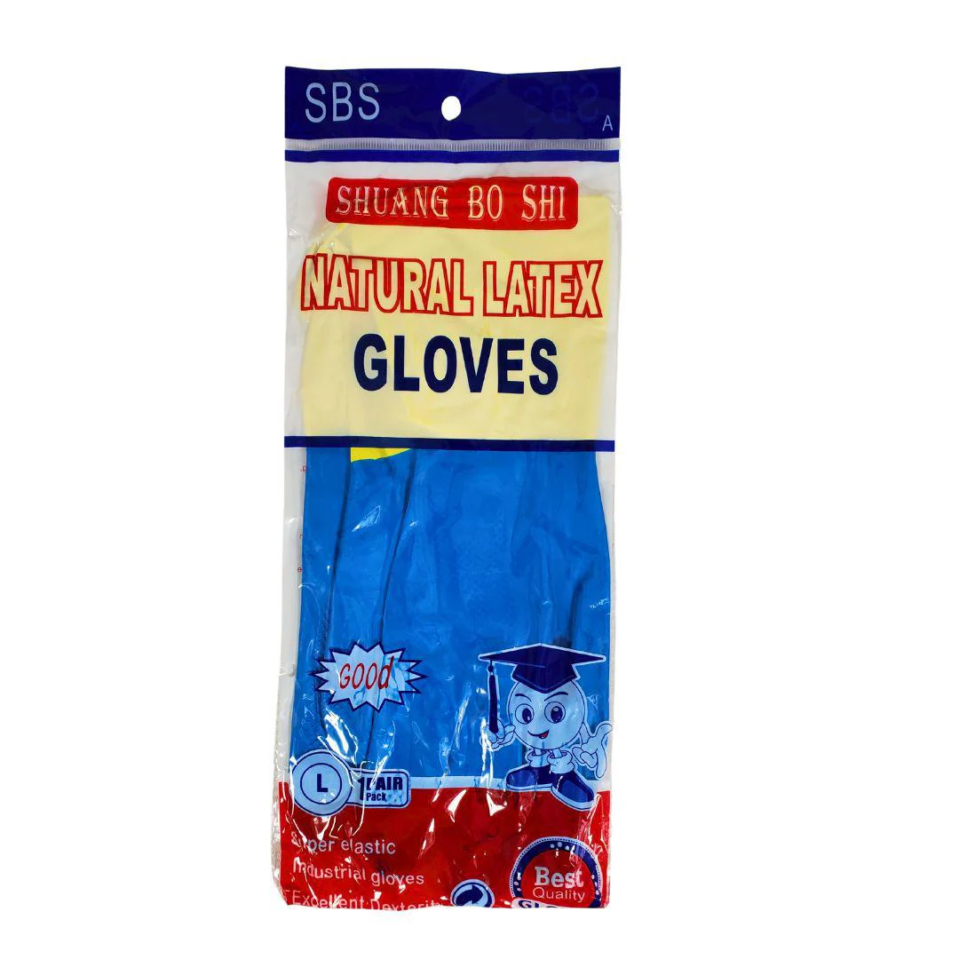 CLR - SBS - Natural Latex Gloves Blue/Yellow Large - Image 2