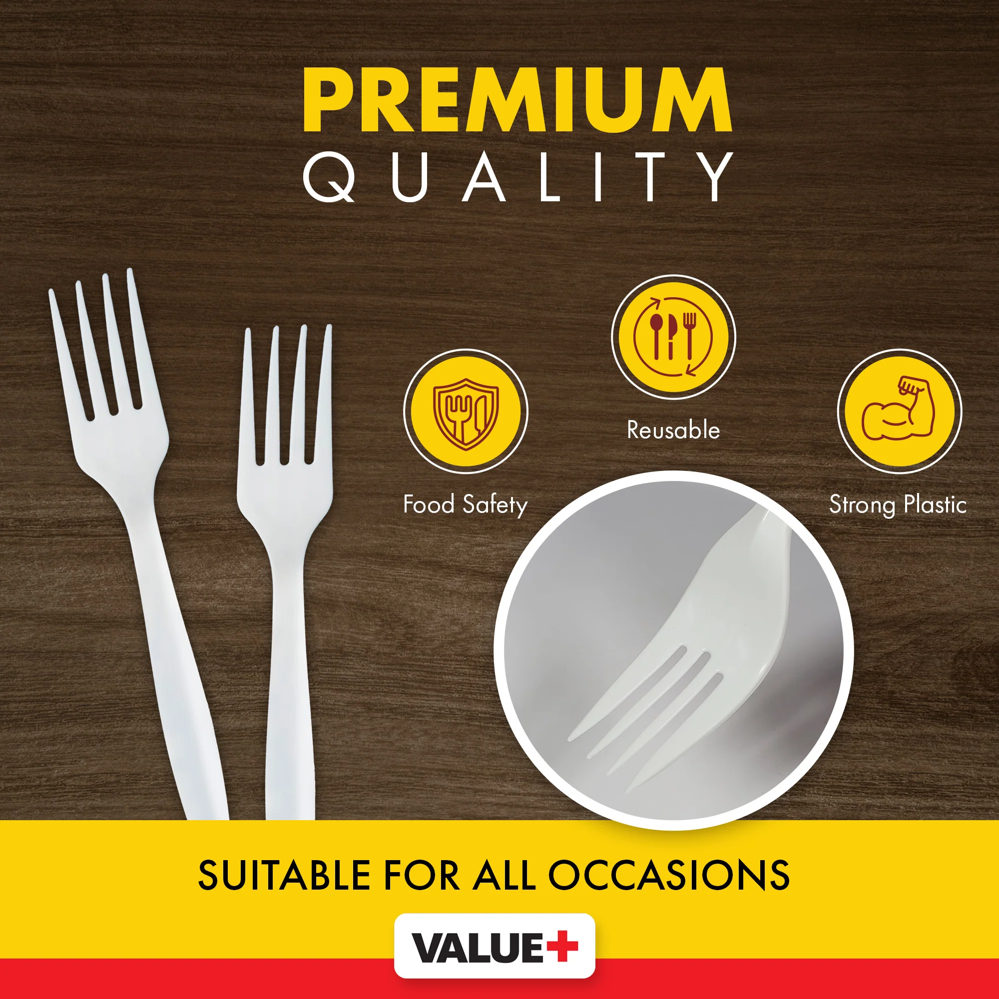 Value+ - Plastic Forks Heavy - White - Ind. Wrapped - WP2001 - Image 4
