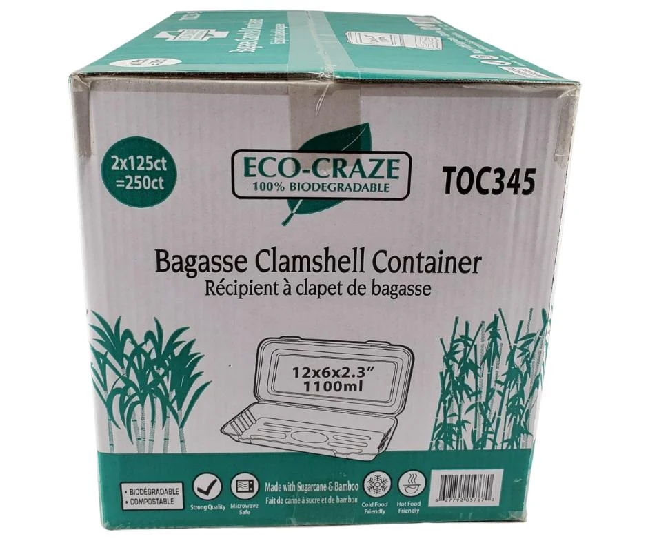 Eco-Craze - 12x6x2.3 Bagasse Clamshell Container - 1100ml - Image 8