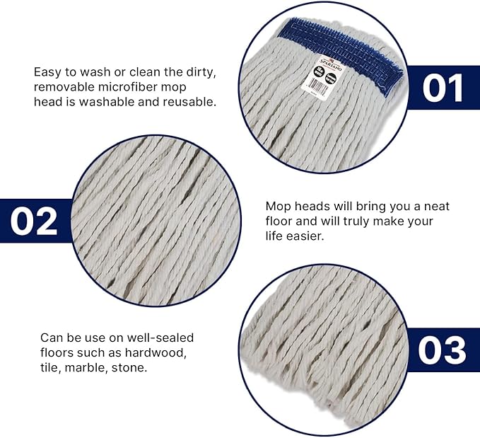 Spartano - 16oz White Synthetic Cut-End Mop Head - 3086 - Image 3