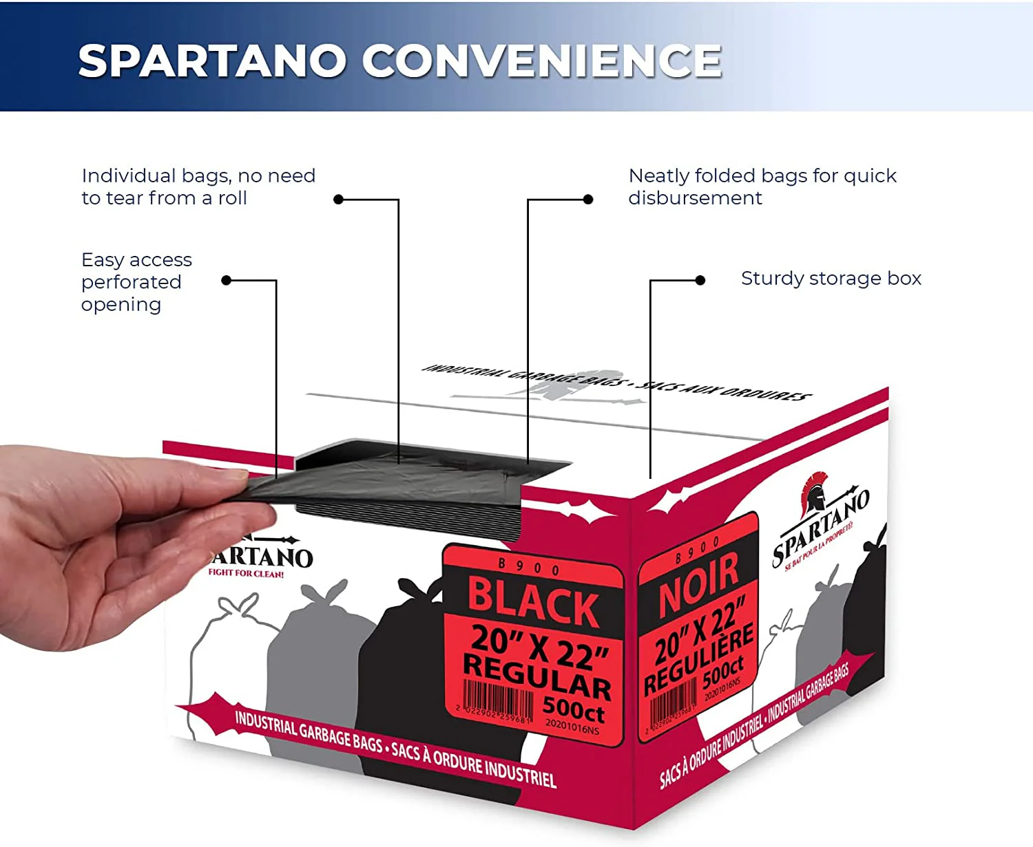 Spartano - Garbage Bags - Regular - Black - 20"x22" - Image 4