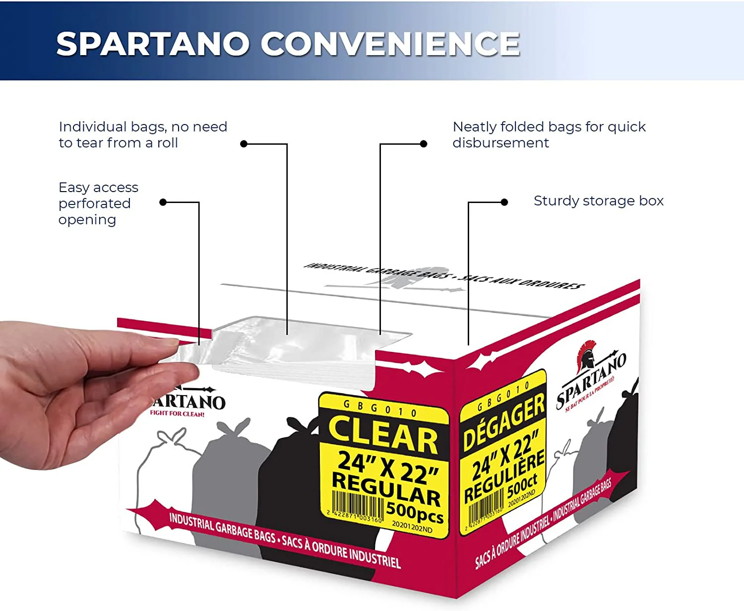 Spartano - Garbage Bags - Regular - Clear - 24"x22" - Image 4