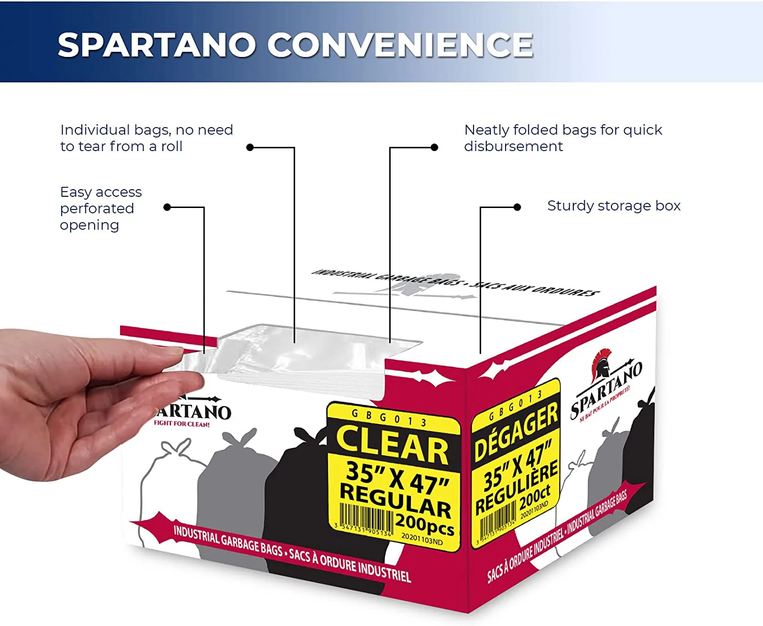 Spartano - Garbage Bags - Regular - Clear - 35"x47" - Image 4