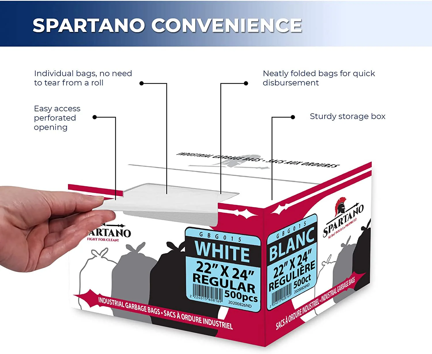 Spartano - Garbage Bags - Regular - White - 22"x24" - Image 4