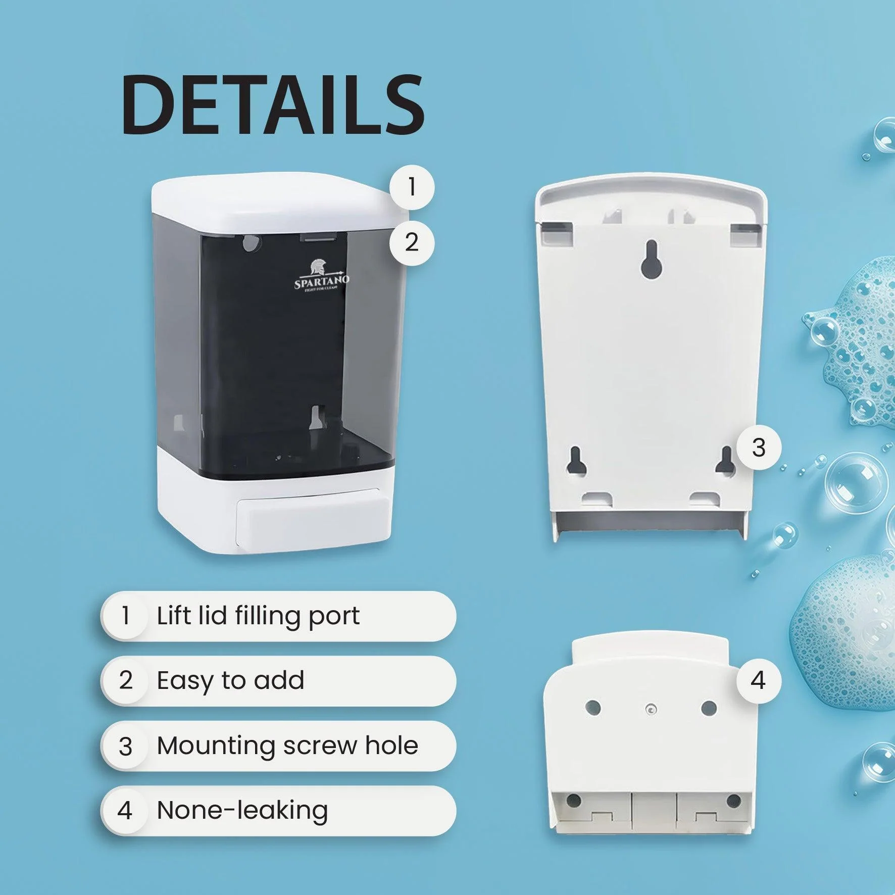 Spartano - Manual Soap Dispenser - White - Z1000 - Image 4