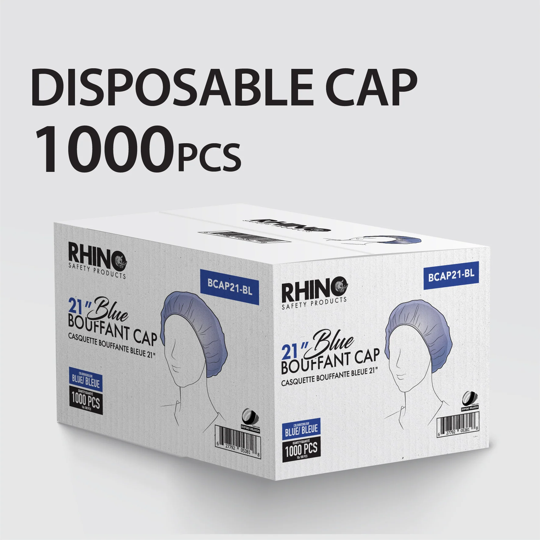 Rhino - 21" Bouffant Cap, Blue - BCAP21-BL - Image 2