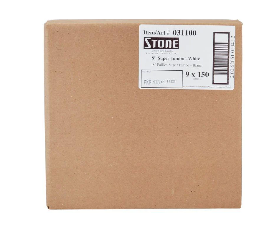 Stone - Plastic Straw - 8" Super Jumbo - White - Image 12