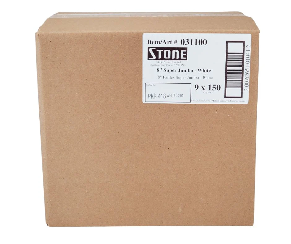 Stone - Plastic Straw - 8" Super Jumbo - White - Image 4