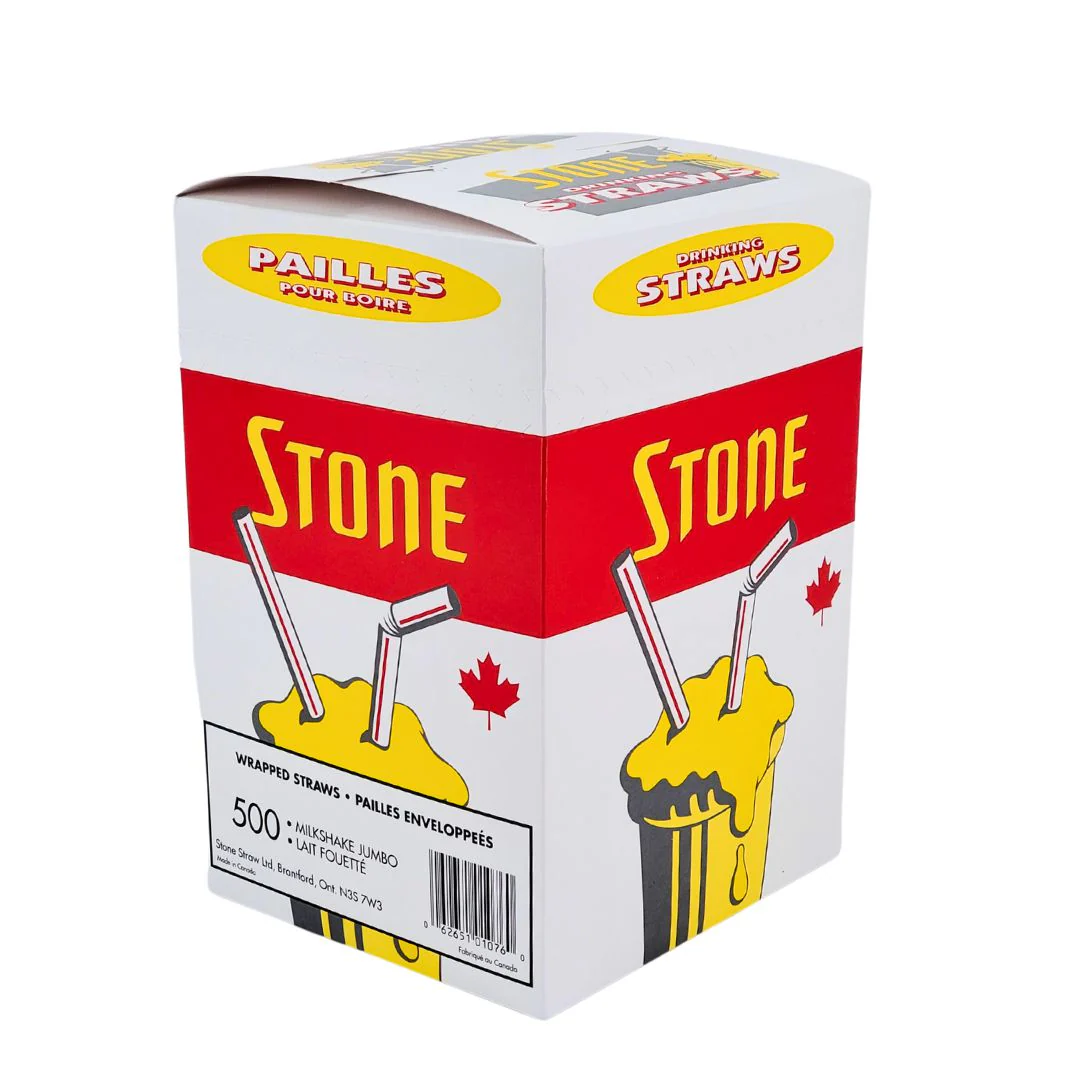 Stone -  Plastic Straw - 8" Milkshake Wrapped - 081300 - Image 2