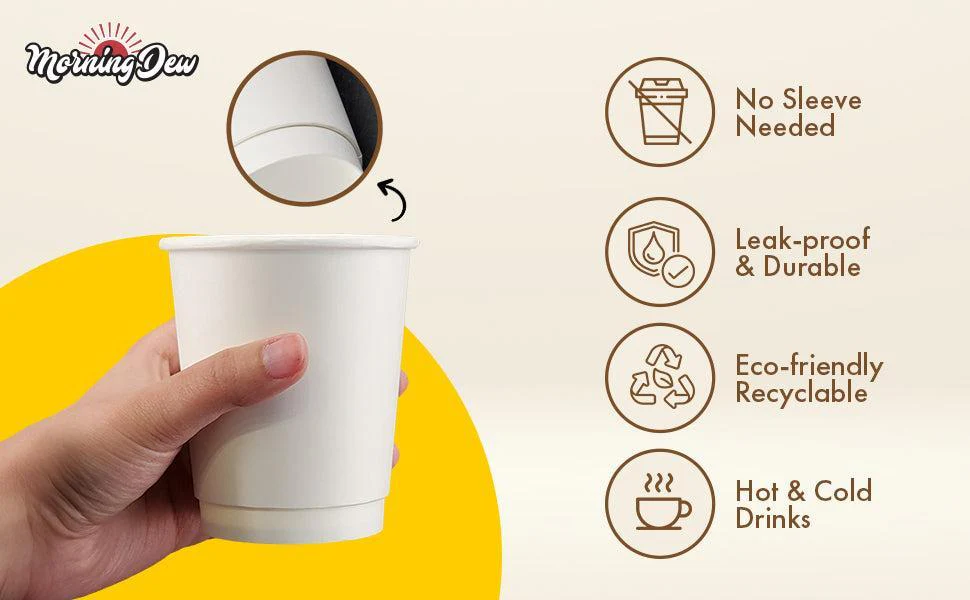 Morning Dew - 10oz Squat Hot Paper Cup - Double Wall - White - D-H10SW - Image 10