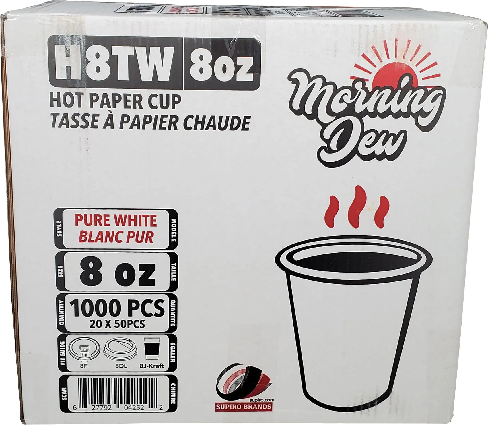 Morning Dew - 8oz Hot Paper Cups - White - H8TW - Image 6