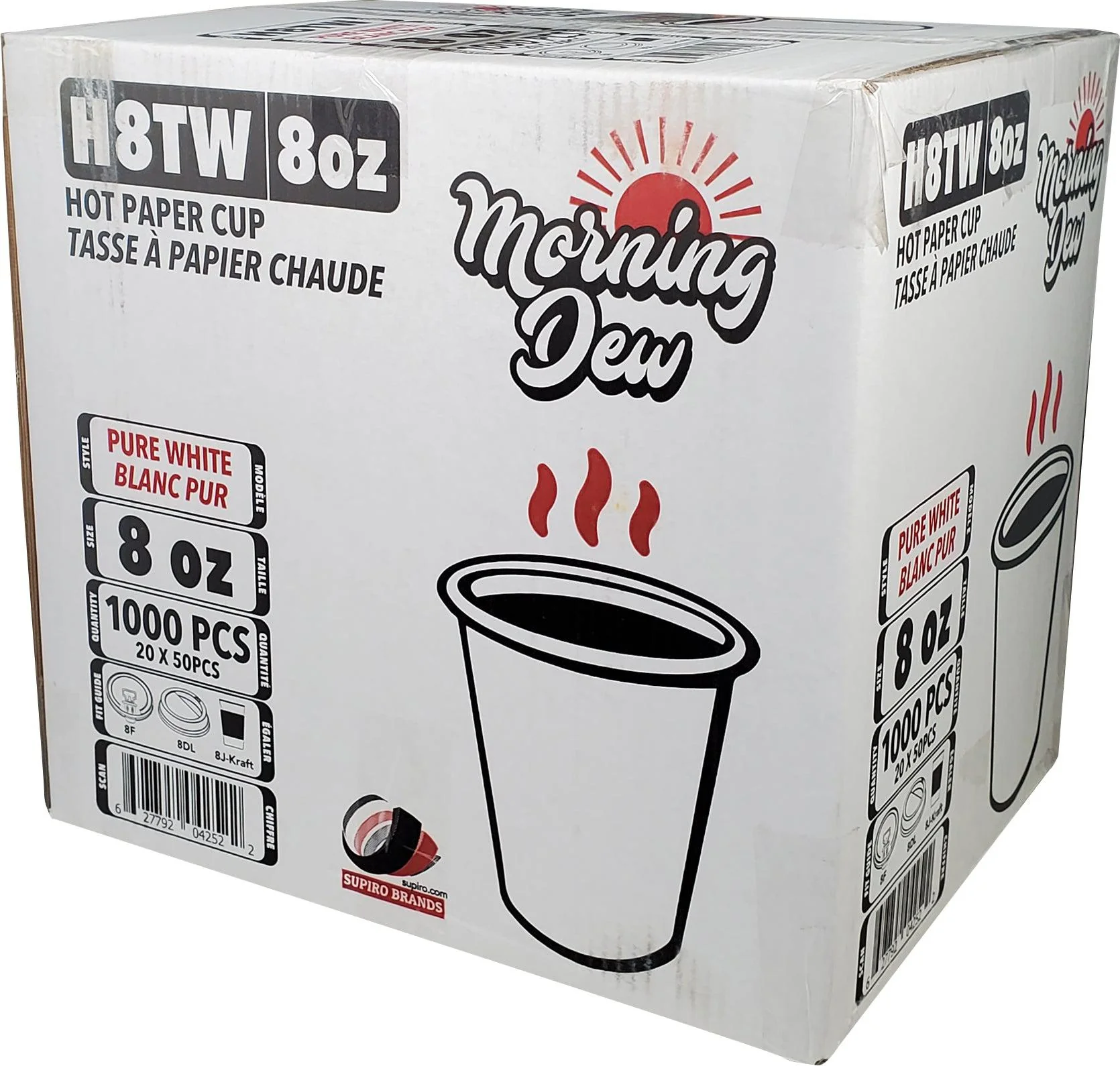 Morning Dew - 8oz Hot Paper Cups - White - H8TW - Image 7