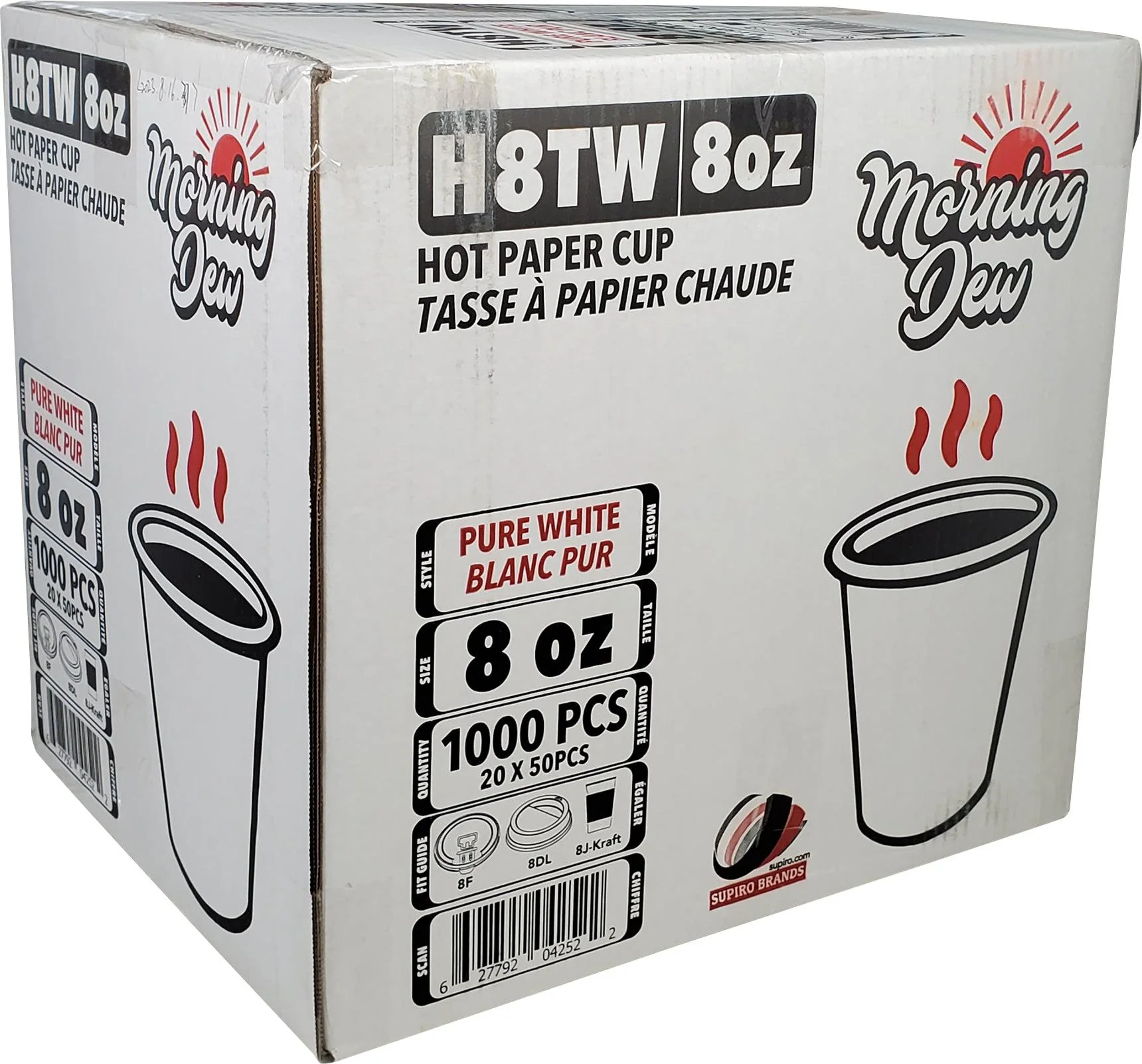 Morning Dew - 8oz Hot Paper Cups - White - H8TW - Image 8