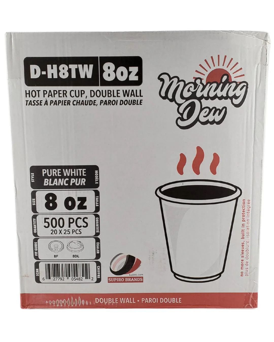 Morning Dew - 8 oz Tall Hot Paper Cup - Double Wall - White - D-H8TW - Image 12