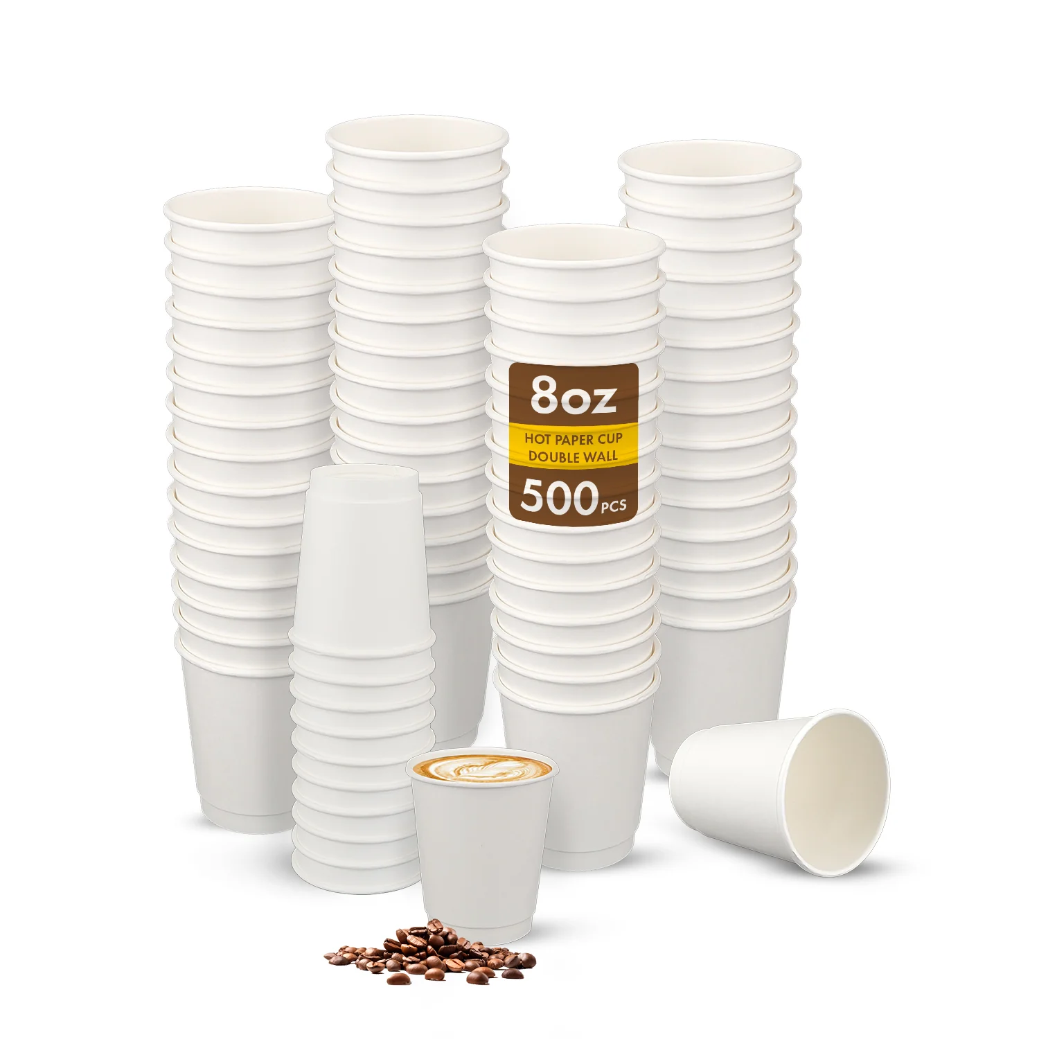 Morning Dew - 8 oz Tall Hot Paper Cup - Double Wall - White - D-H8TW - Image 2