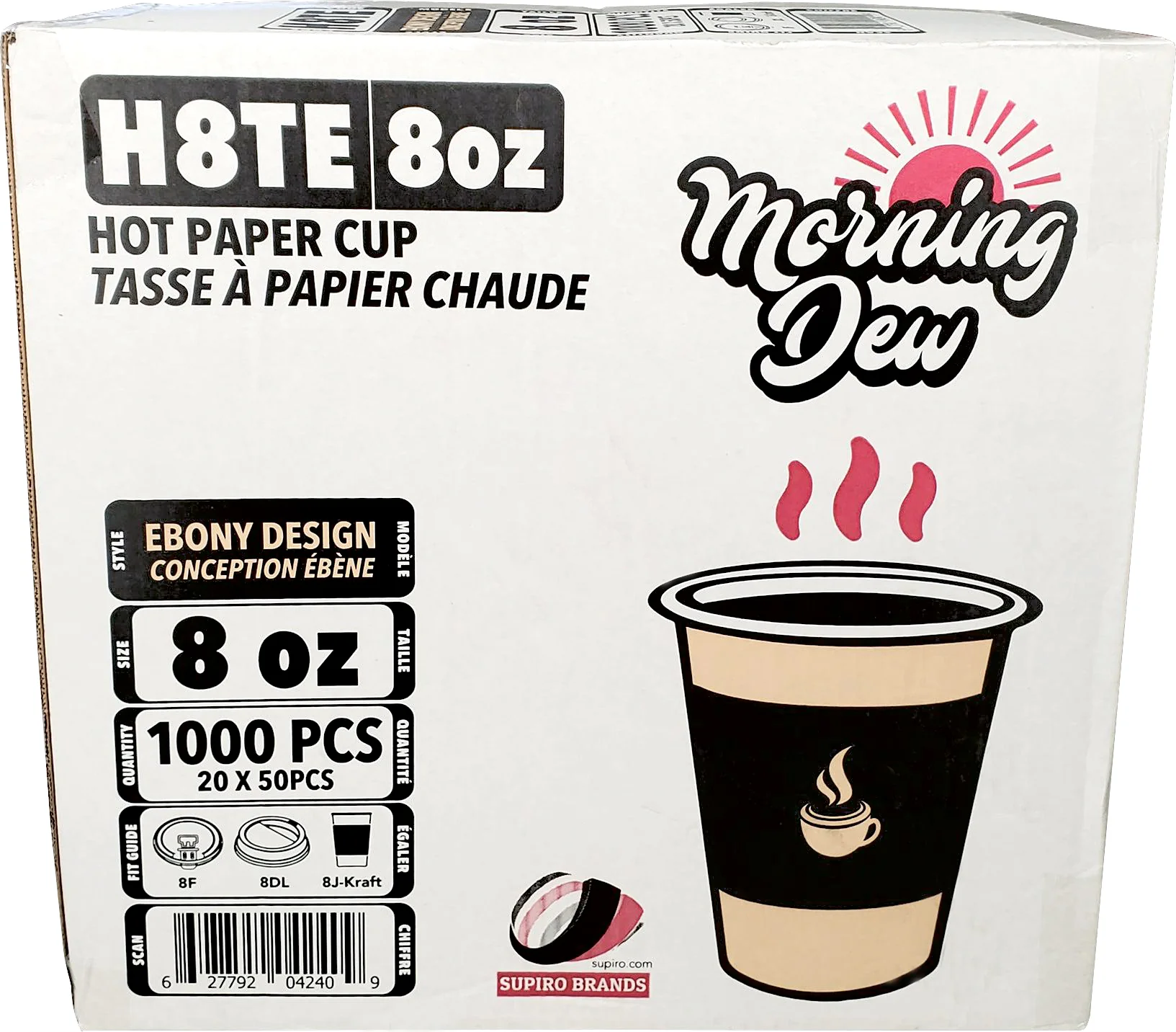 Morning Dew - 8oz Hot Paper Cups - Ebony Print - H8TE - Image 5