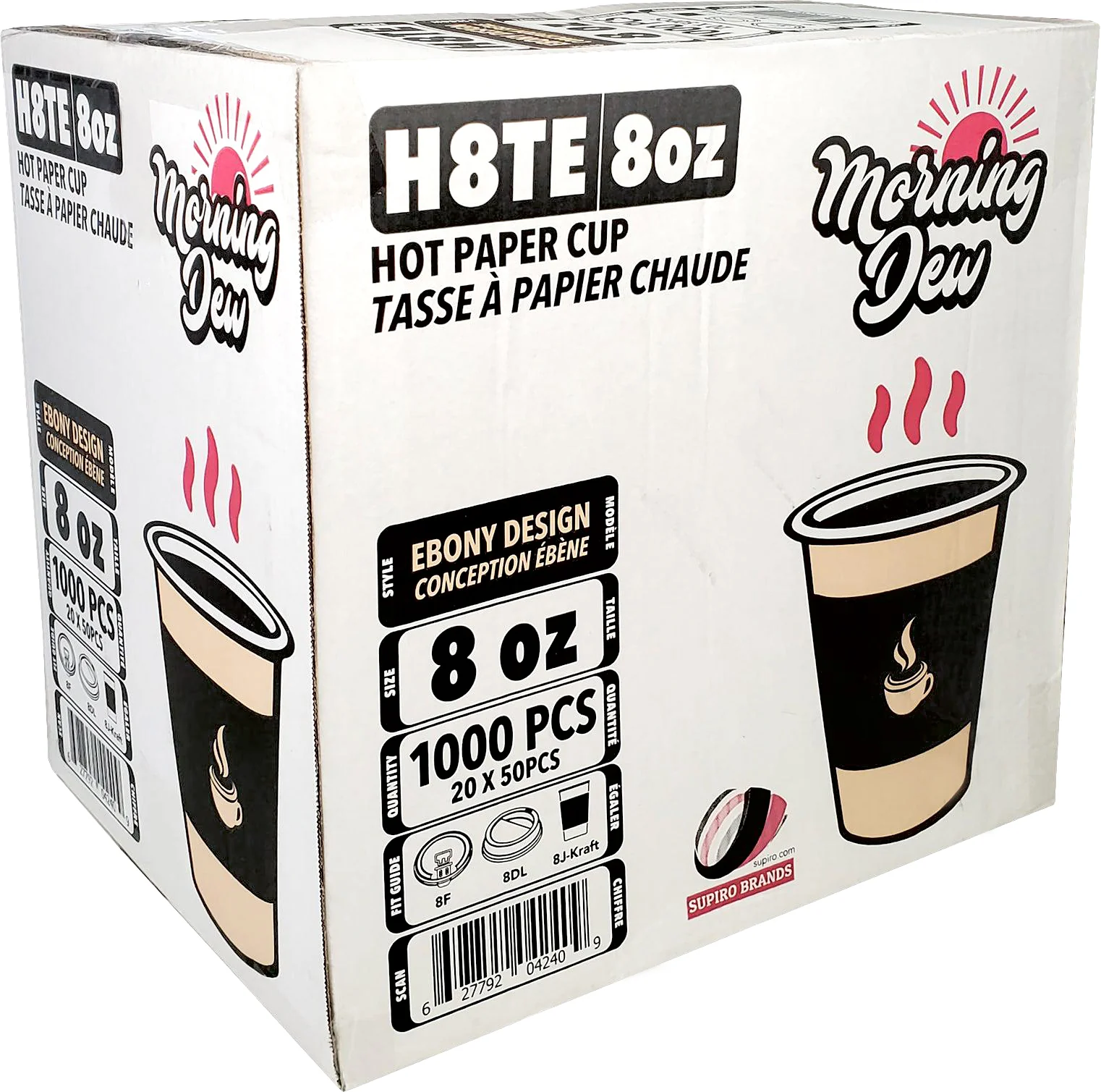 Morning Dew - 8oz Hot Paper Cups - Ebony Print - H8TE - Image 6