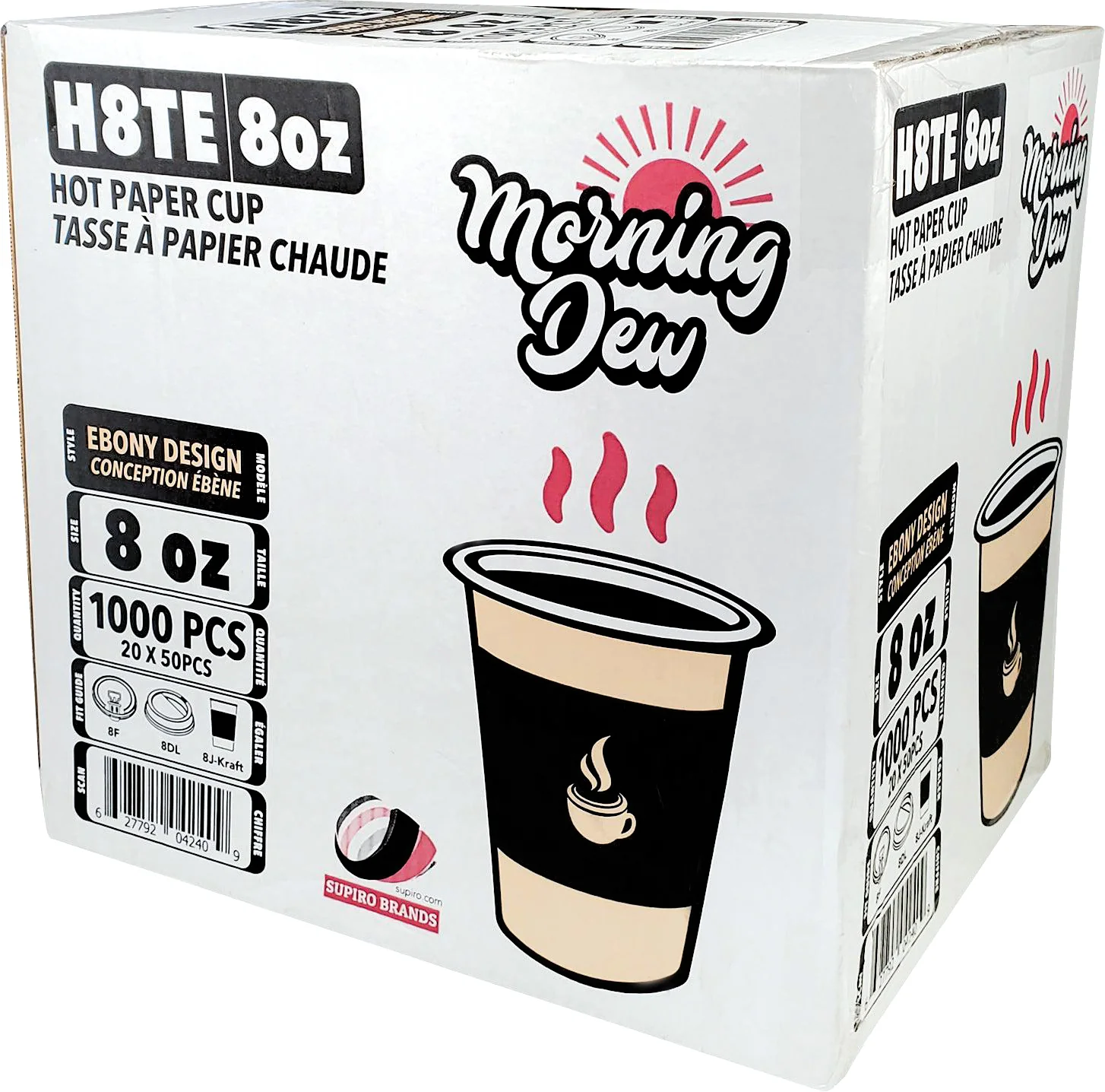 Morning Dew - 8oz Hot Paper Cups - Ebony Print - H8TE - Image 7