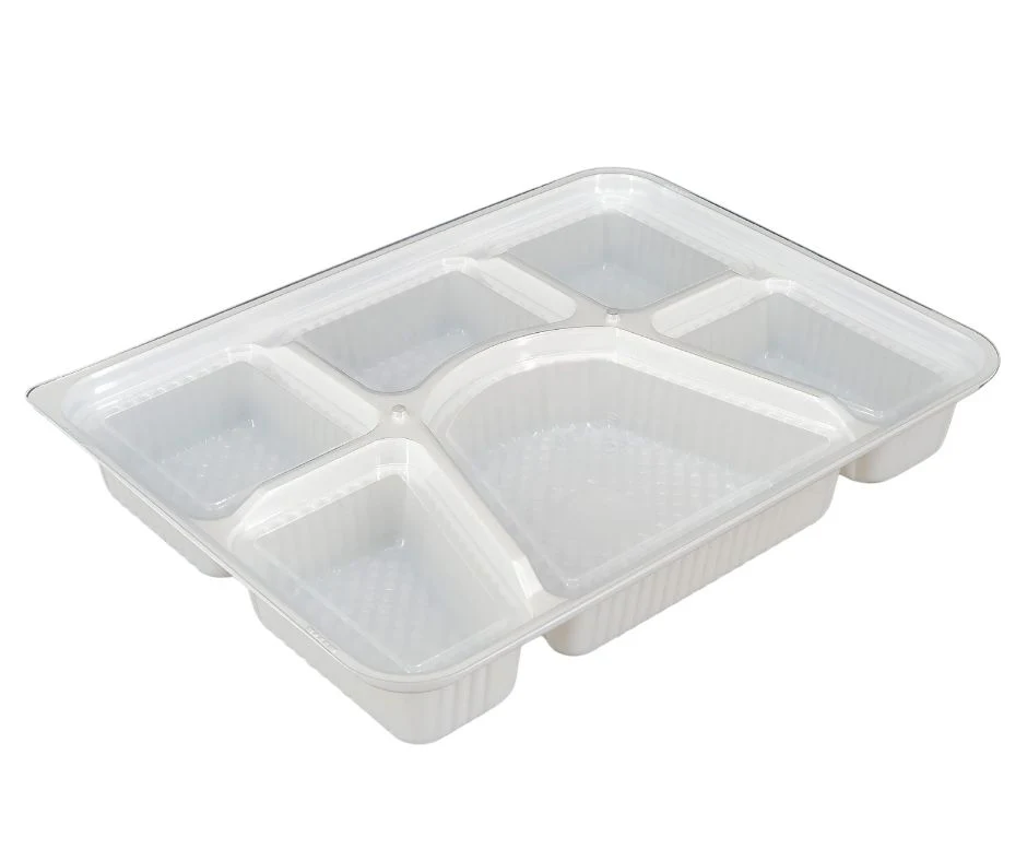 Take Out Tray - 6 Comp. - Combo - Black/White (Thali) - Image 3