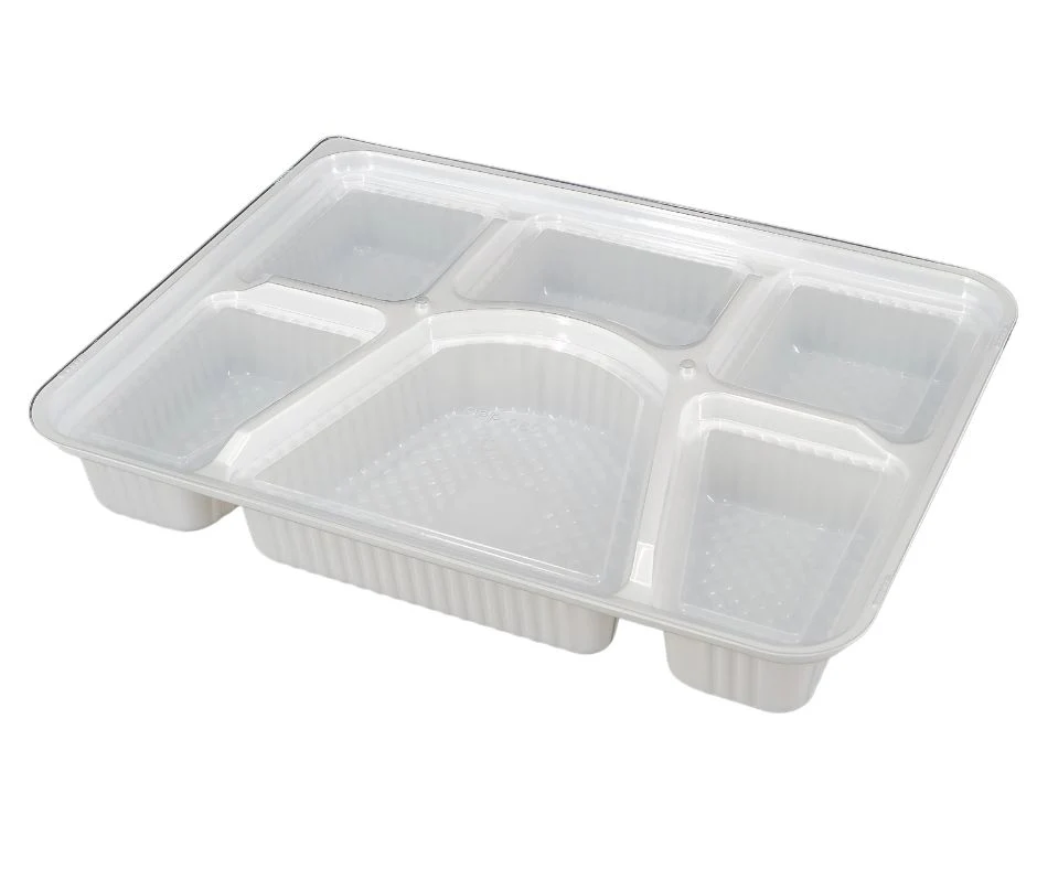 Take Out Tray - 6 Comp. - Combo - Black/White (Thali) - Image 4